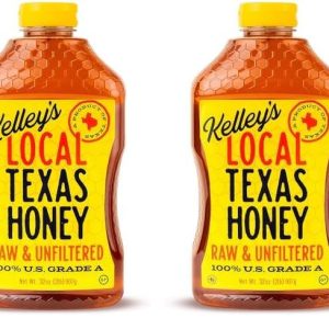 Kelley's Local Texas Raw & Unfiltered Raw Honey, Pure Honey, (32 ounce) (Pack of 2)