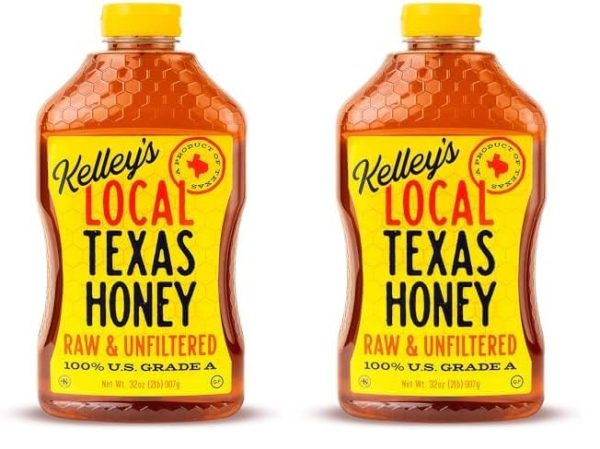 Kelley's Local Texas Raw & Unfiltered Raw Honey, Pure Honey, (32 ounce) (Pack of 2)