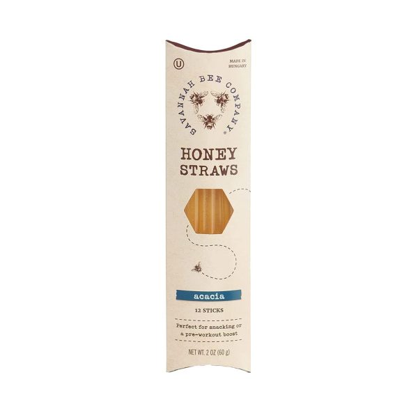 Savannah Bee Company Honey Straws - Pure and All Natural Honey Straw Sticks Made in the USA - Healthy Snacks for Kids and Adults - Gluten Free and Kosher Certified - Pure Acacia Honey - Pack of 12