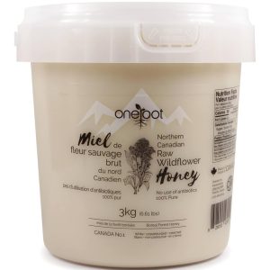 Oneroot 100% Canadian Wildflower Honey - 3kg / 6.6lb, Unfiltered, Unheated & Creamed, Nutrient Rich Raw Wildflower Honey With Enzymes, Thick Natural Sweetener