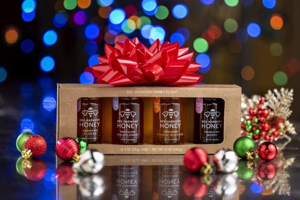 Bee Harmony Classic Honey Flight, Mini Honey Gift Set, 4 Jars, 3 OZ Each, Premium Raw Honey, Made in the USA - Image 2