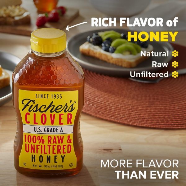 Fischer’s 100% Pure Clover Honey – Unfiltered Raw Honey, 32 oz Squeeze Bottle – All-Natural Sweetener – Rich Flavor Profile, Packed with Nutrients - Image 8