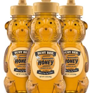 Busy Bee Honey, Grade A Filtered Honey, 12 Ounce (Pack of 3 Honey Bears)