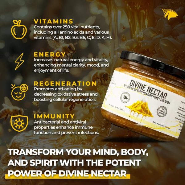 Divine Nectar Spartan Bee Bread Infused Heather Honey | Supercharged Performance, Recovery, and Vitality | 100% Raw and Pure - Image 5