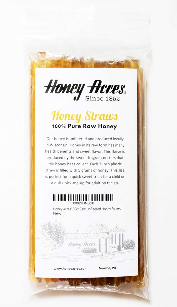 Honey Acres' Raw Unfiltered Honey Straws - USA Honey Sticks (Clover, 50 Count) - Image 2