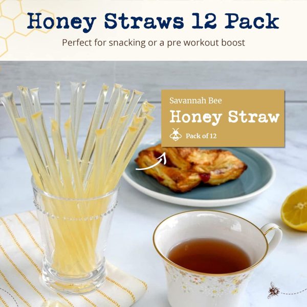 Savannah Bee Company Honey Straws - Pure and All Natural Honey Straw Sticks Made in the USA - Healthy Snacks for Kids and Adults - Gluten Free and Kosher Certified - Pure Acacia Honey - Pack of 12 - Image 5