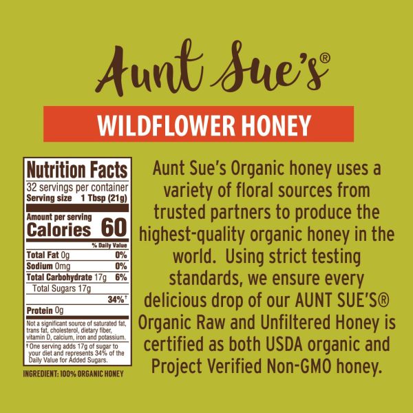 Aunt Sue's Raw & Unfiltered Organic Honey, 24 Ounce (1.5 LB) From Brazil, Strained Pure Honey - Image 6