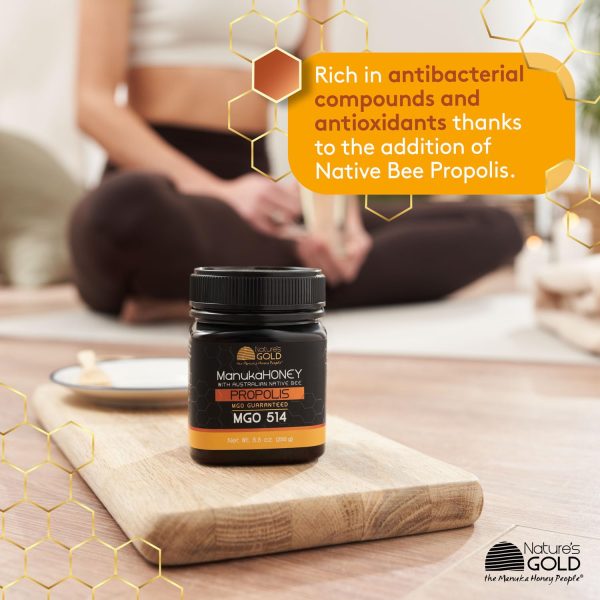 Nature’s Gold Raw Manuka Honey with Australian Native Bee Propolis, MGO 514+ | 8.8oz (250g), 100% Pure Genuine Traceable Hive to Home - Image 3