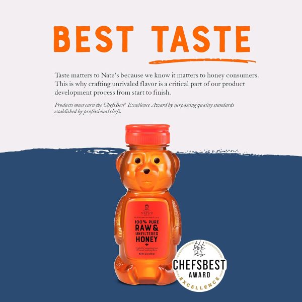 Nate's 100% Pure, Raw & Unfiltered Honey - Award-Winning Taste, 12oz. Honey Bear Bottle - Image 3