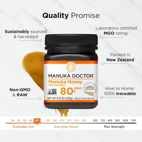 MANUKA DOCTOR - MGO 80+ Manuka Honey Multifloral, 100% Pure New Zealand Honey. Certified. Guaranteed. RAW. Non-GMO (8.75oz) - Image 5