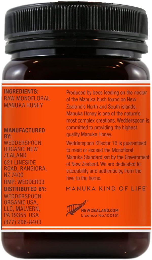Wedderspoon Raw Premium Manuka Honey, KFactor 16, 17.6 Oz, Unpasteurized, Genuine New Zealand Honey, Traceable from Our Hives to Your Home - Image 2