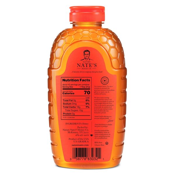 Nate's 100% Pure, Raw & Unfiltered Honey - Award-Winning Taste, 32oz. Squeeze Bottle - Image 2