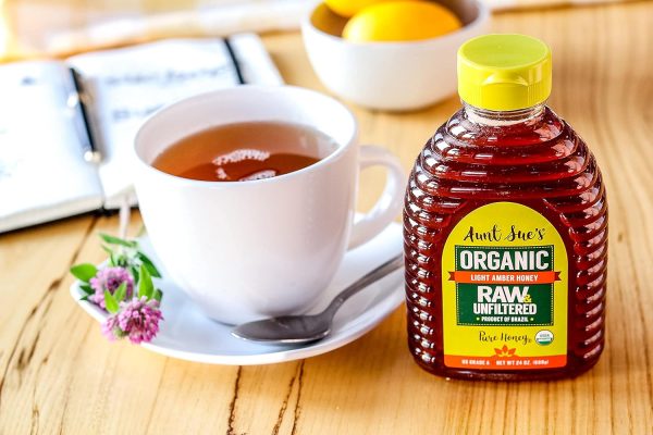 Aunt Sue's Raw & Unfiltered Organic Honey, 24 Ounce (1.5 LB) From Brazil, Strained Pure Honey - Image 4