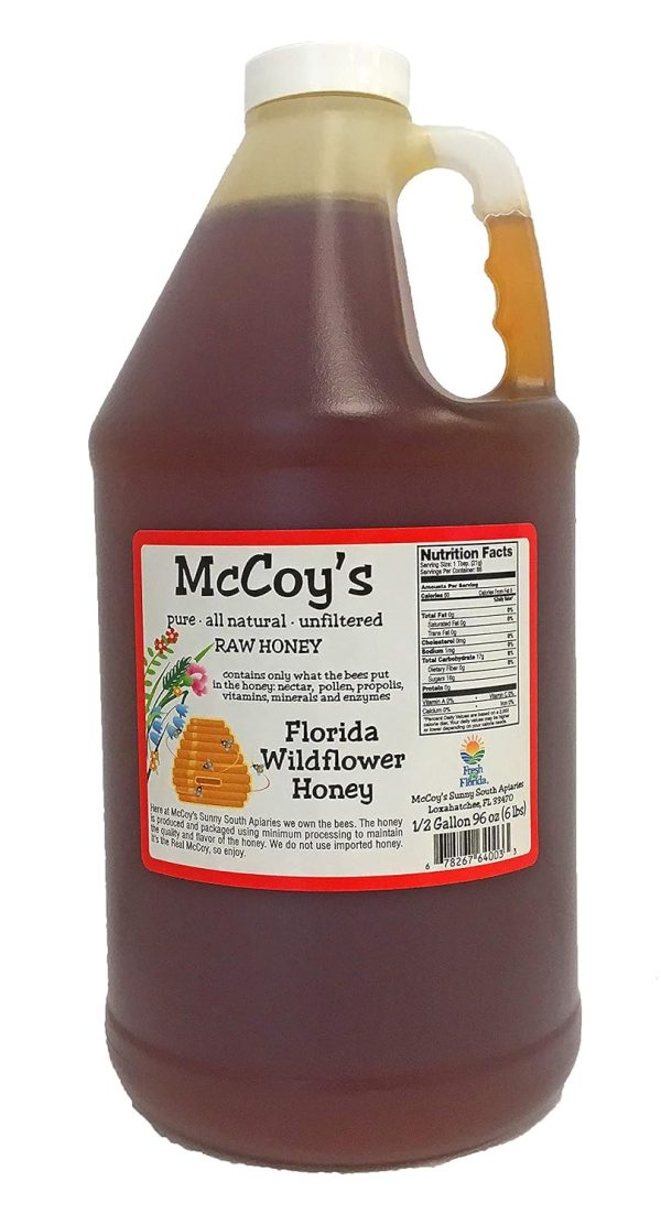 Raw Honey - Pure All Natural Unfiltered & Unpasteurized - McCoy's Honey Florida Wildflower Honey 6lb