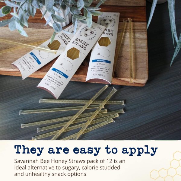Savannah Bee Company Honey Straws - Pure and All Natural Honey Straw Sticks Made in the USA - Healthy Snacks for Kids and Adults - Gluten Free and Kosher Certified - Pure Acacia Honey - Pack of 12 - Image 6
