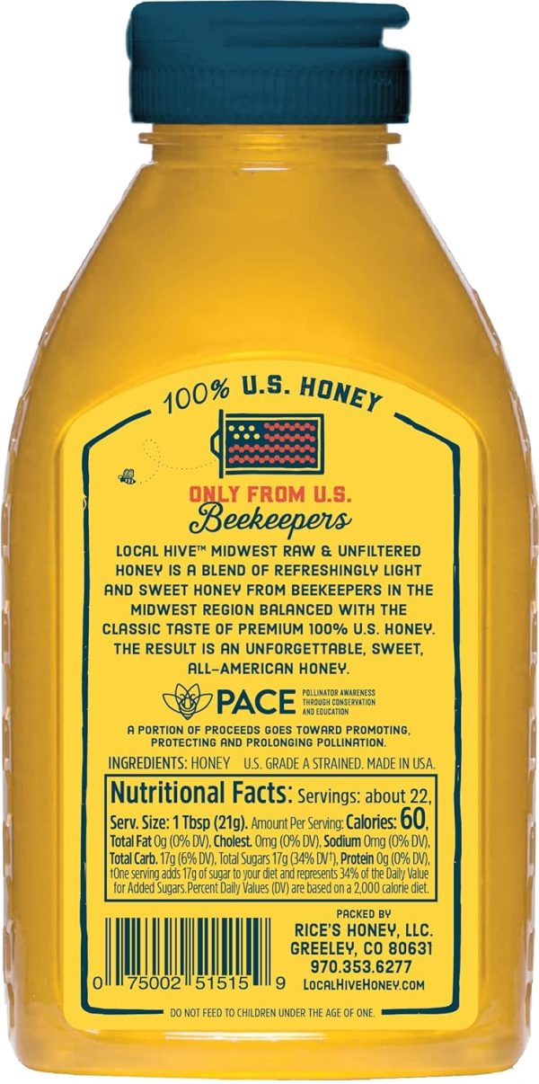Local Hive Midwest Raw Unfiltered Honey 16oz. 100% US honey sourced from American bees and beekeepers. - Image 2