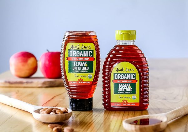 Aunt Sue's Raw & Unfiltered Organic Honey, 24 Ounce (1.5 LB) From Brazil, Strained Pure Honey - Image 3