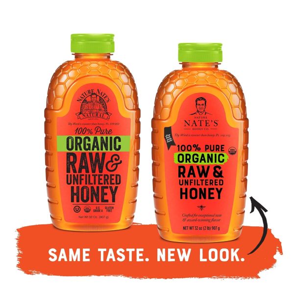 Nate's Organic 100% Pure, Raw & Unfiltered Honey - USDA Certified Organic - 32oz. Squeeze Bottle - Image 3