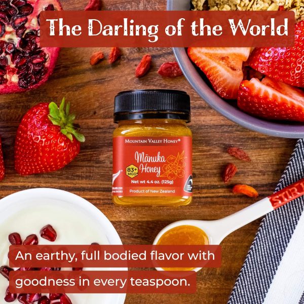 Mountain Valley Raw Honey Gift Set, Box of 6 with Premium New Zealand Manuka Honey MGO 83+, Pure Natural Honey Collection, 6 x 4.4oz Pots, Perfect Gourmet Food Gift for Families - Image 5
